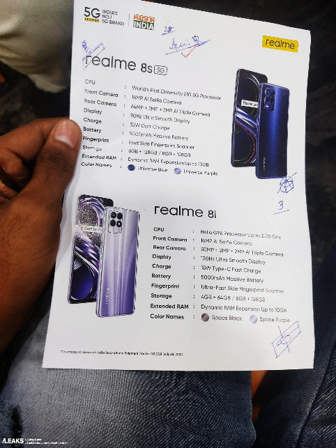 Realme 8S 5G: первый бюджетный смартфон с Dimensity 810, дисплеем 90 Гц и батареей 5000 мАч